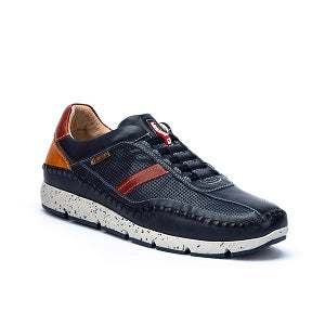 men's dark blue leather sneaker