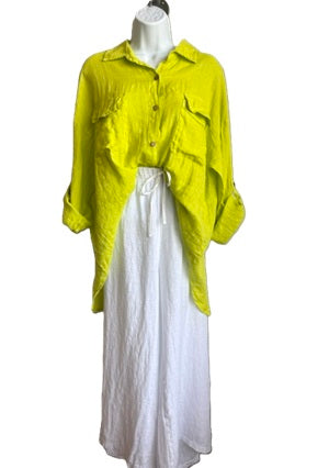 Tempo Paris Button Front Linen Top