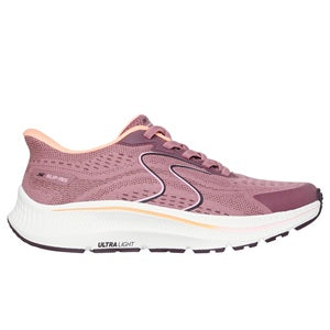 Pink running shoe on a white background