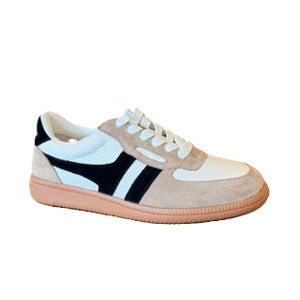 Beige and black women's comfort fashion sneaker