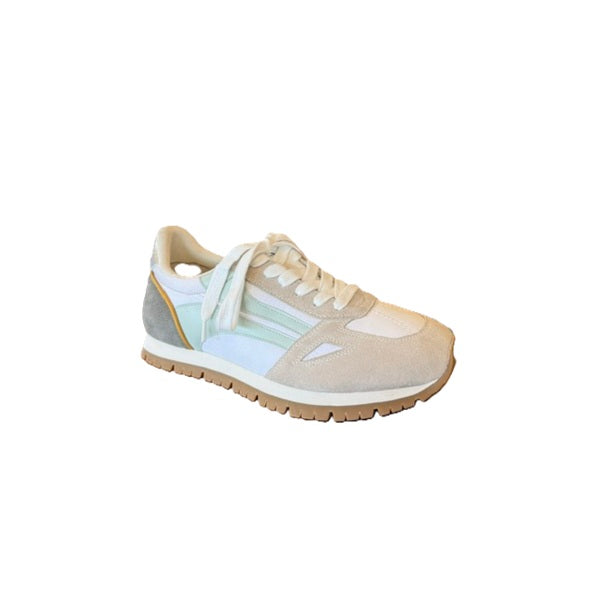 Women's beige, white and mint comfort fashion sneaker