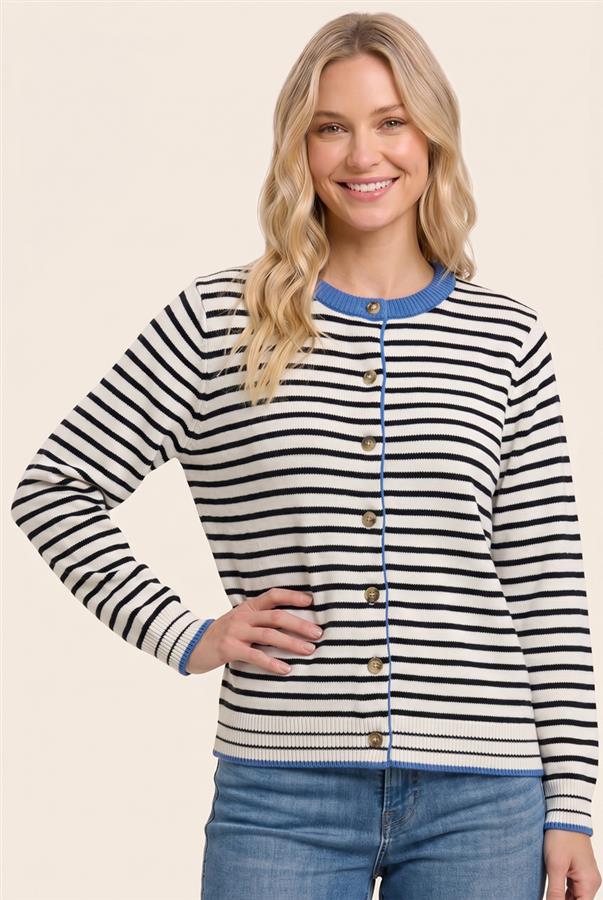 Staccato Long Sleeve Striped Cardigan