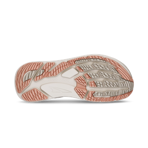 Close-up of a running shoe sole with brand logo on a white background