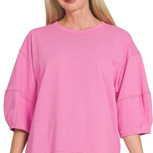 Zenana 3/4 Balloon Sleeve Top