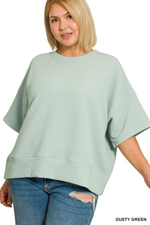 Zenana Plus Ribbed Banded Tee