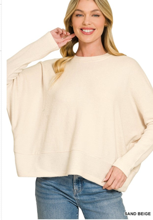 Zenana Brushed Dolman Sleeve Sweater