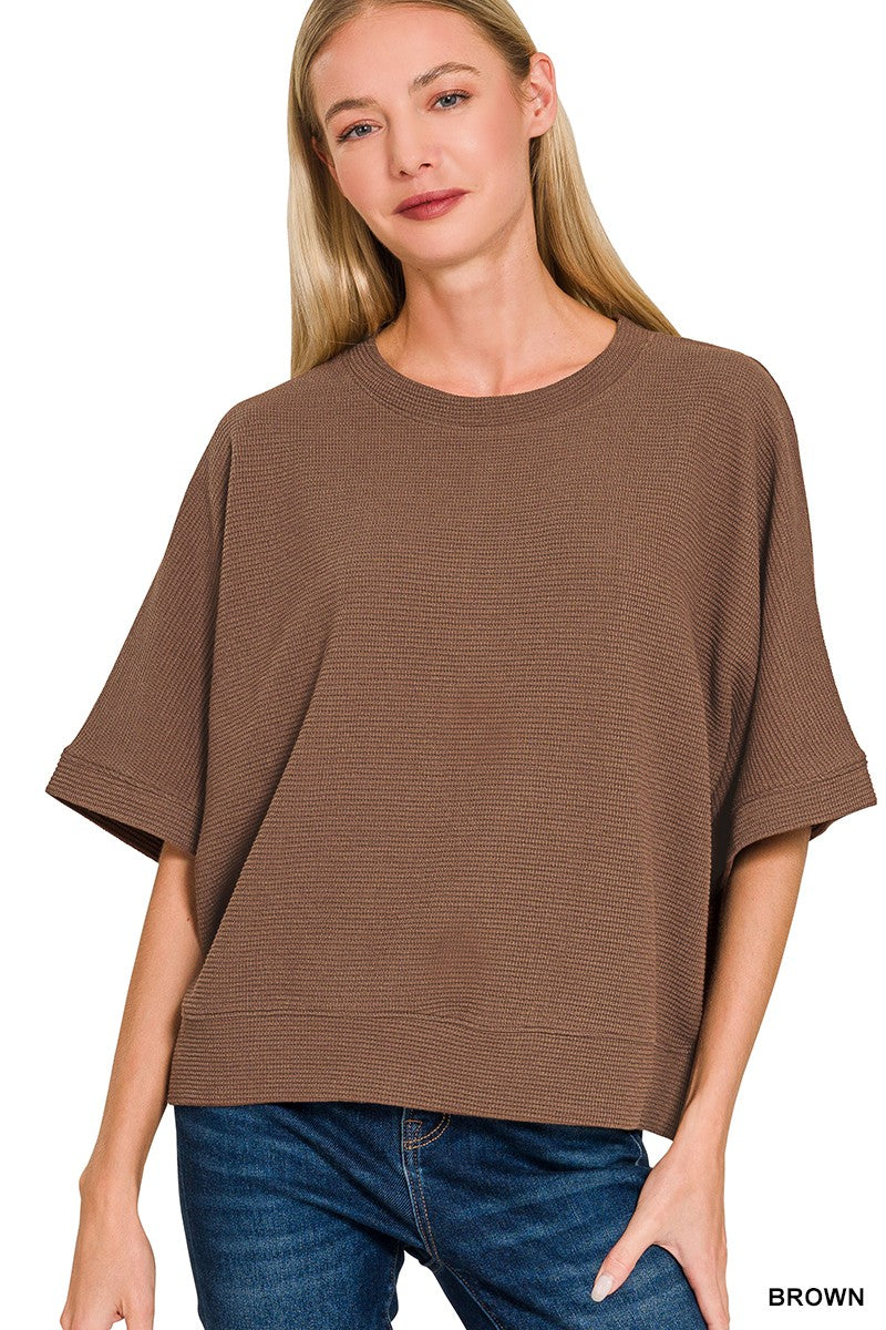 Zenana Double Knit Banded Bottom SS Top