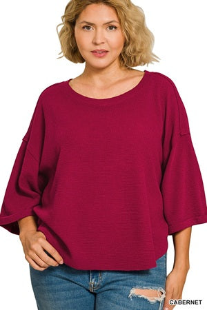 Zenana Plus Curved Hem SS Top