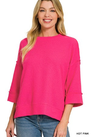 Zenana Double Knit 3/4 Sleeve Top