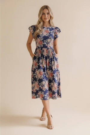 Women's floral dress with short sleeves
