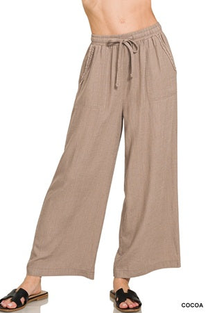 Zenana Wide Leg Linen Blend Pants