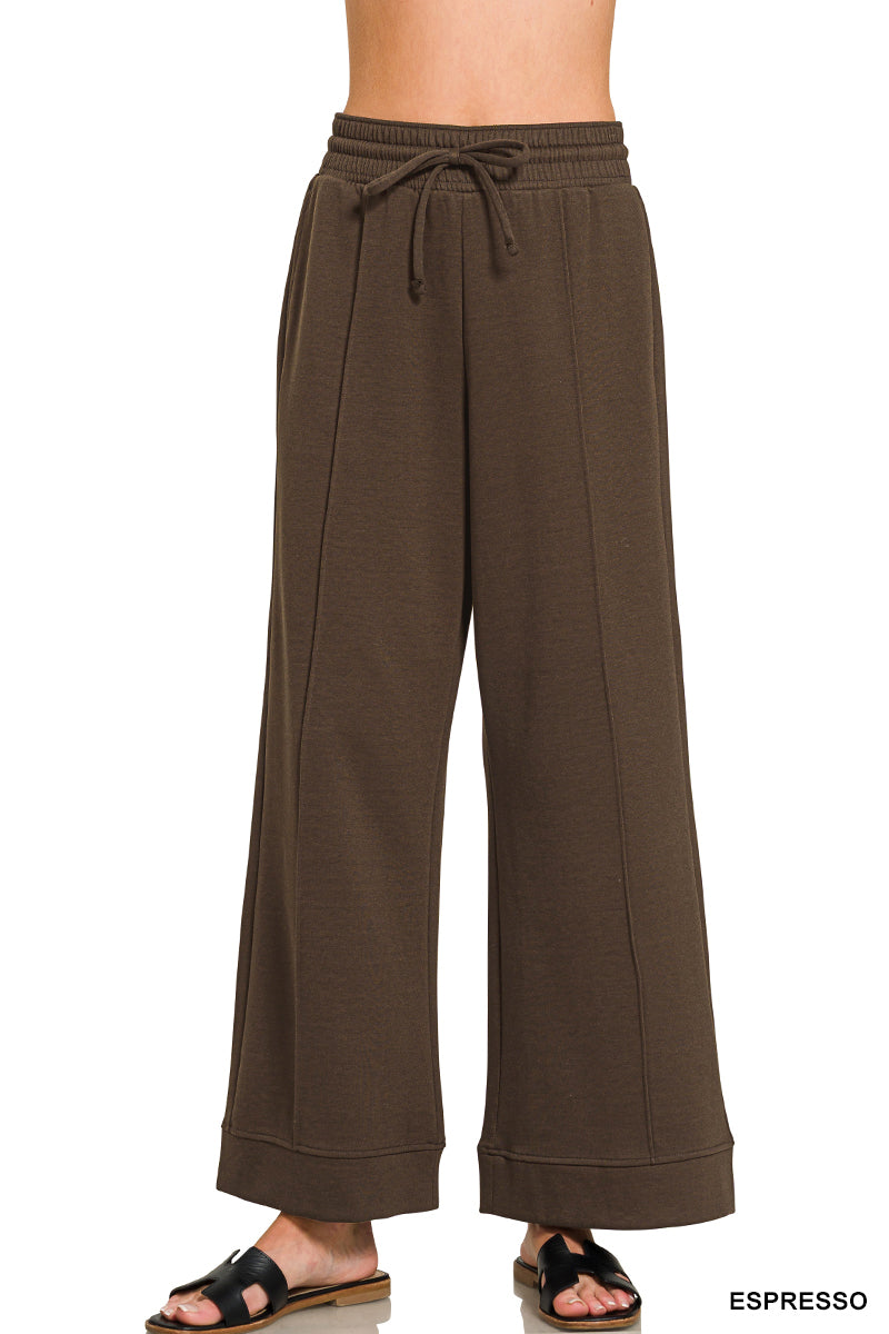 Zenana Scuba Pintuck Wide Leg Pants