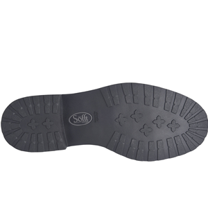 Black sole of a shoe with a brand logo on a white background