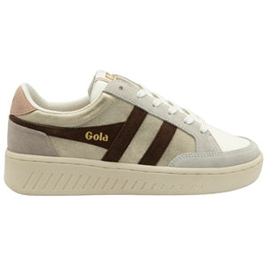 Women's retro sneaker in cream and brown