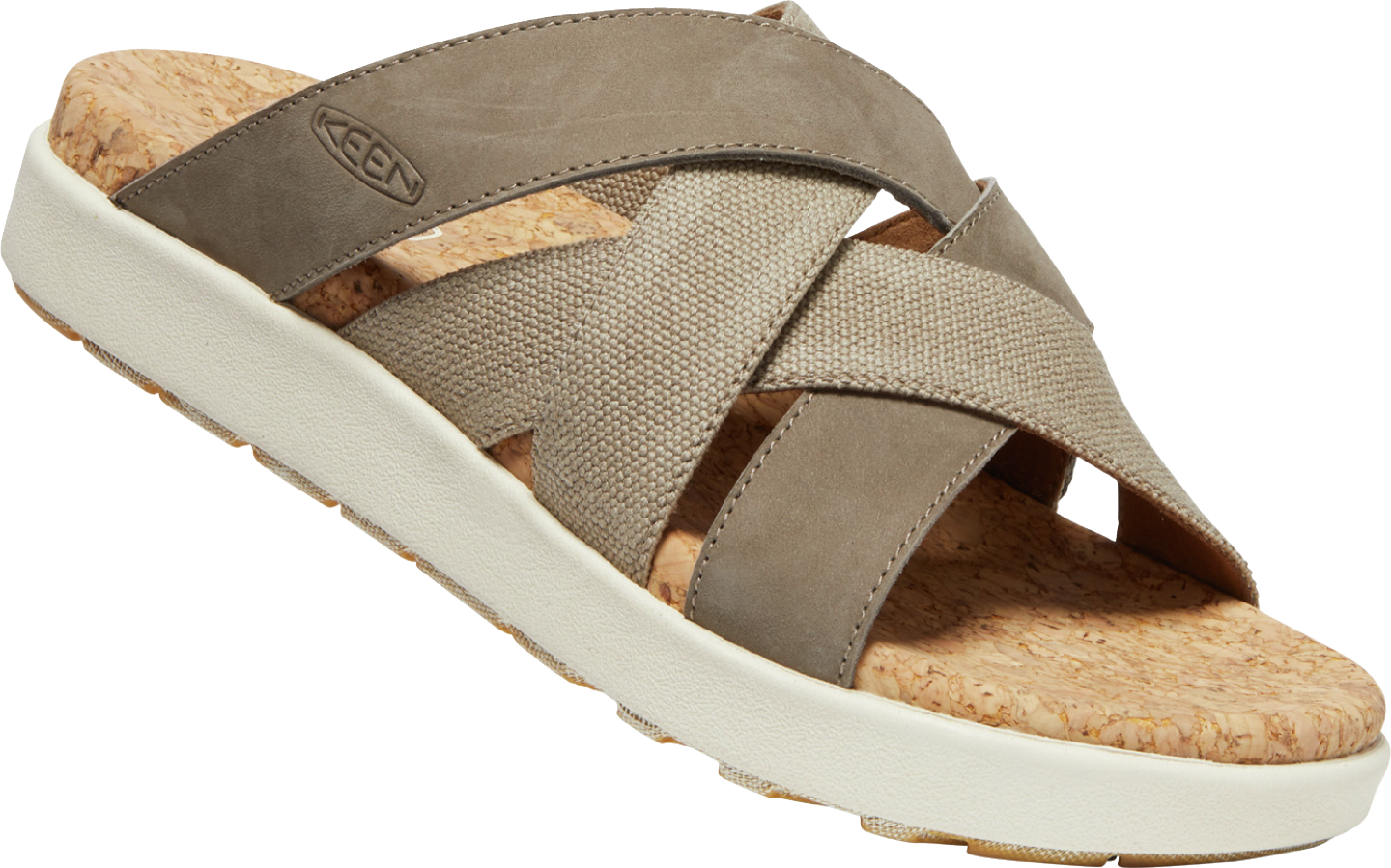 KEEN Elle Mixed Women's Slide Sandal in Black or Brindle Birch1027276_Langle