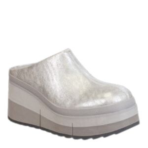 NAKED FEET Coach Women's Silver Platform Clog