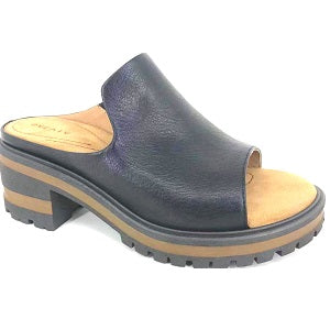 SALVIA Harper Women's Black Lug Sole Slide Sandal in Black