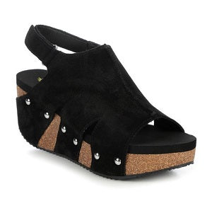 VOLATILE Montpelier Women's Black Suede Wedge Sandal