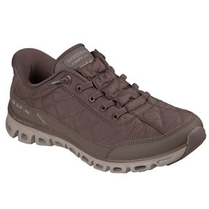 women's brown hands free sneakers with fixed laces