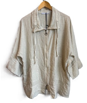 Tempo Paris Linen Zip Front Jacket