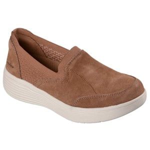 Ladies' Brown slip-on shoe on a white background