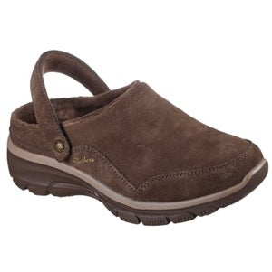 Brown clog shoe on a white background