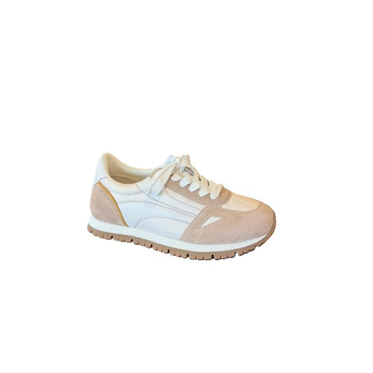 Women's beige and white fashion comfort sneaker