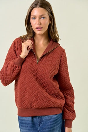 Doe & Rae Half Zip Quilted Top