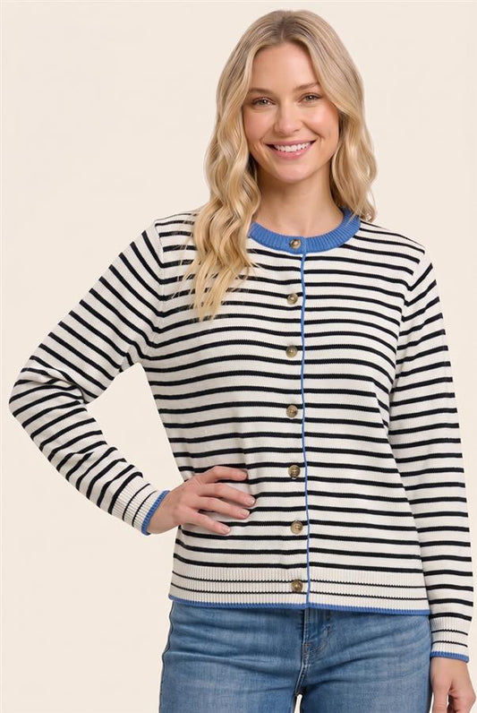 Staccato Long Sleeve Striped Cardigan