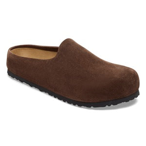 women's rich brown suede backless shoe