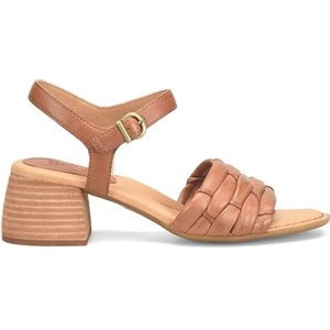 ladies'bown leather luxe sandal with a stacked heel