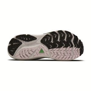 Women's Black and gray trail running shoe sole.