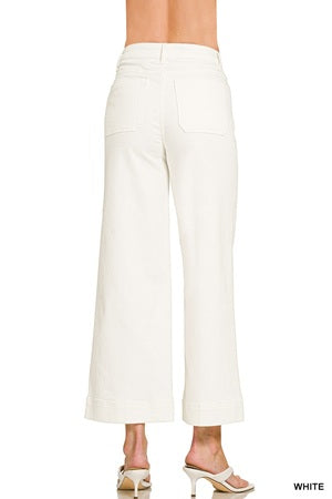 Zenana High Rise Wide Leg Pintuck Denim Jeans