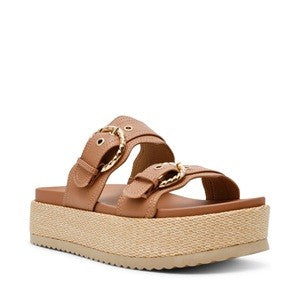 women's tan platform sandal with espadrille sole