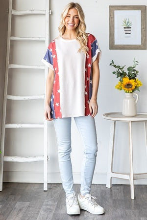 Heimish Short Sleeve Star Print Top