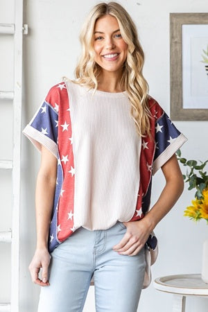 Heimish Short Sleeve Star Print Top