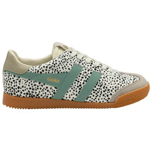 women's sneaker with a cheetah pattern design on a gum rubber outsole