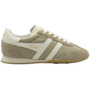 women's beige sneaker with white accents