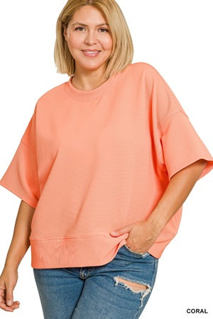 Zenana Plus Ribbed Banded Tee