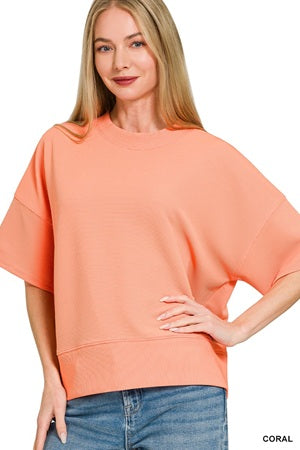 Zenana Ribbed Round Neck Banded Waist Tee