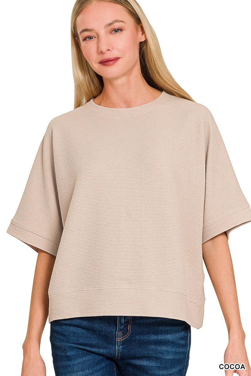 Zenana Double Knit Banded Bottom SS Top