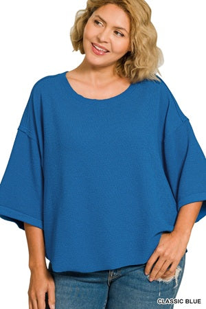 Zenana Plus Curved Hem SS Top