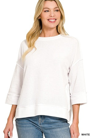 Zenana Double Knit 3/4 Sleeve Top