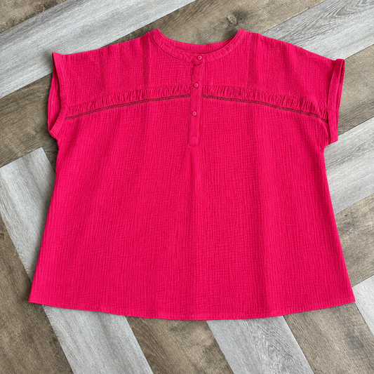Umgee Gauze Split-Neck Boho Blouse