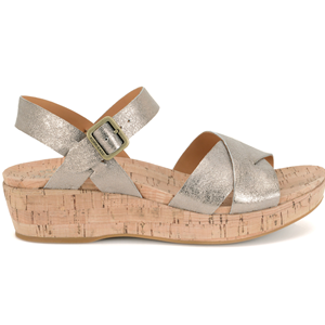 women's gold wedge sandal with cork sole