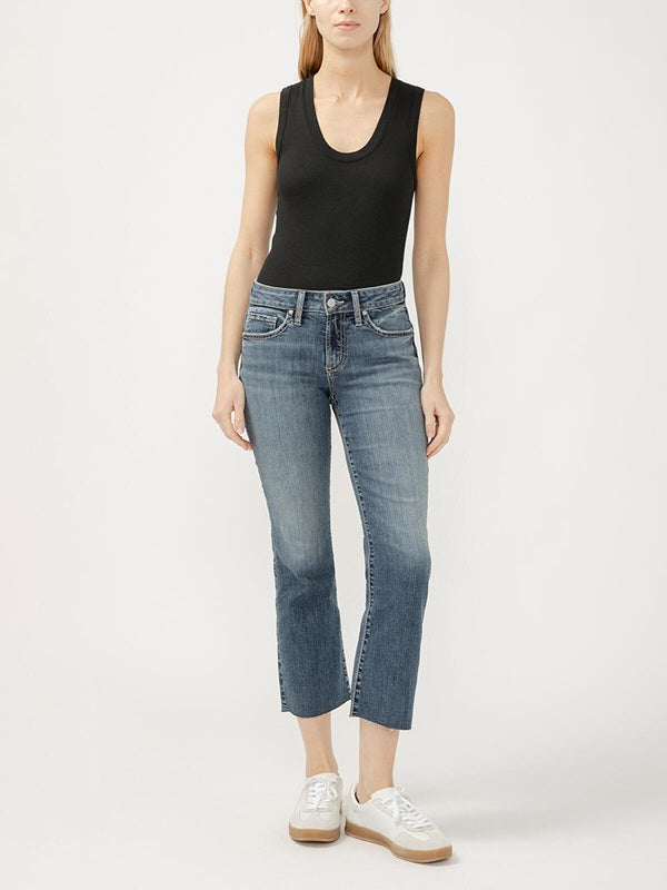 Silver Suki Mid Rise Kick Flare Luxe Stretch Americana Jeans