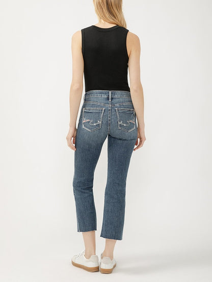Silver Suki Mid Rise Kick Flare Luxe Stretch Americana Jeans