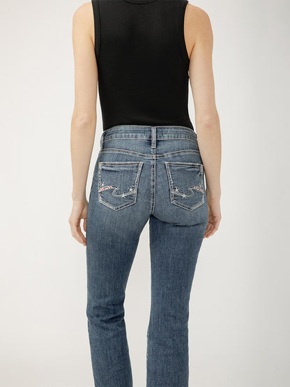Silver Suki Mid Rise Kick Flare Luxe Stretch Americana Jeans