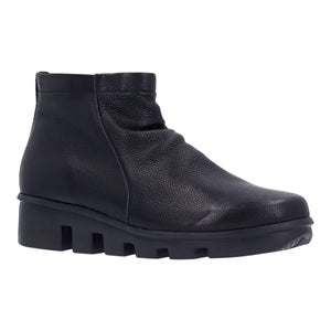 Black ankle boot on a white background