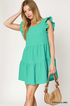 Umgee Jacquard Tiered Dress